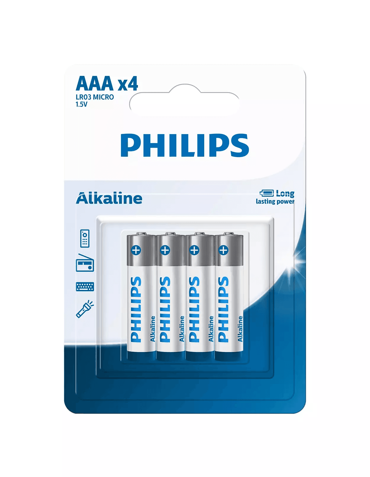 باتری نیم قلمی فیلیپس آلکالاین LR03A4B/40 - بسته چهار عددی